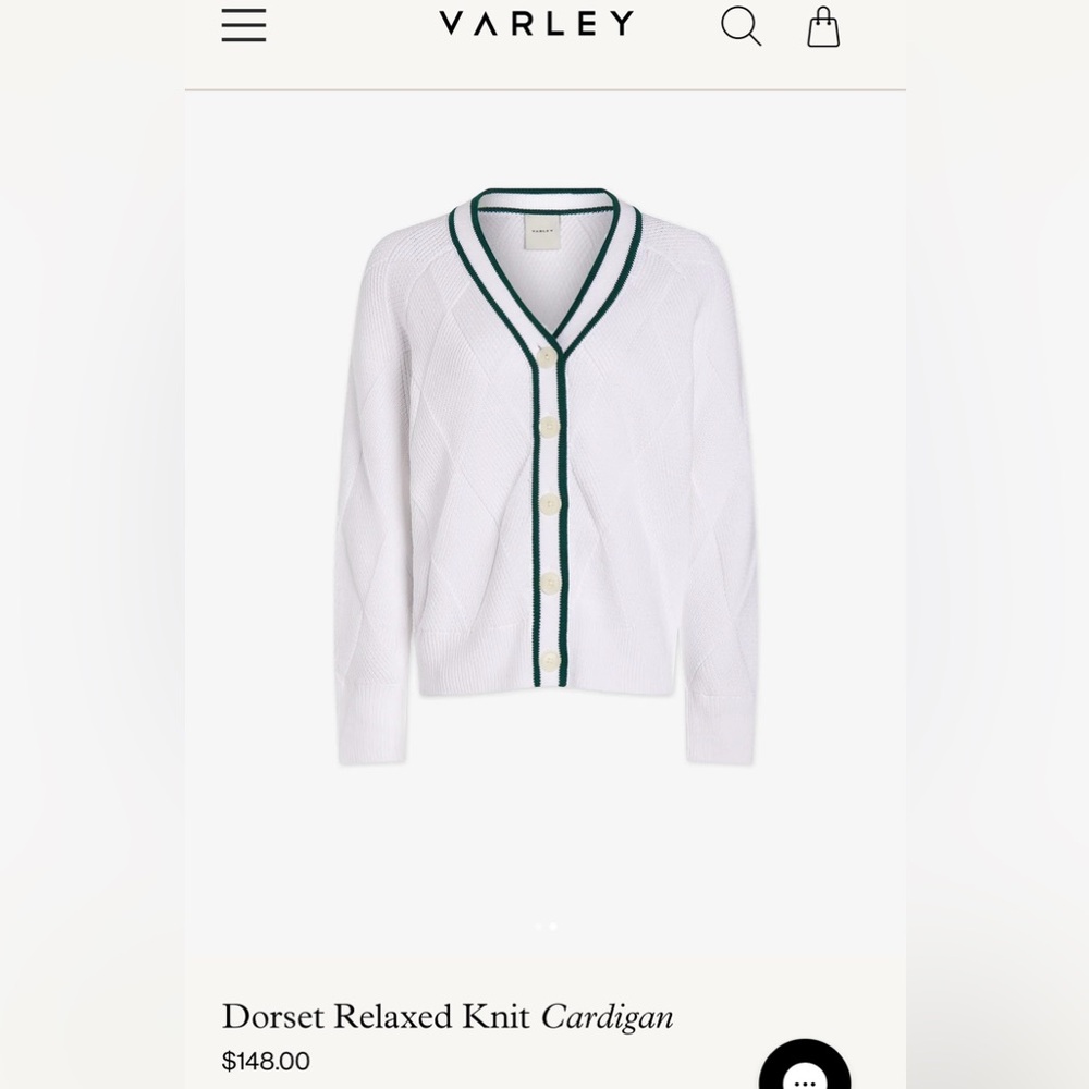Varley White and Green Dorset Relaxed Knit Cardigan